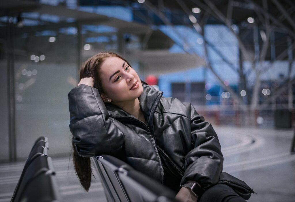 woman wearing a travel jacket